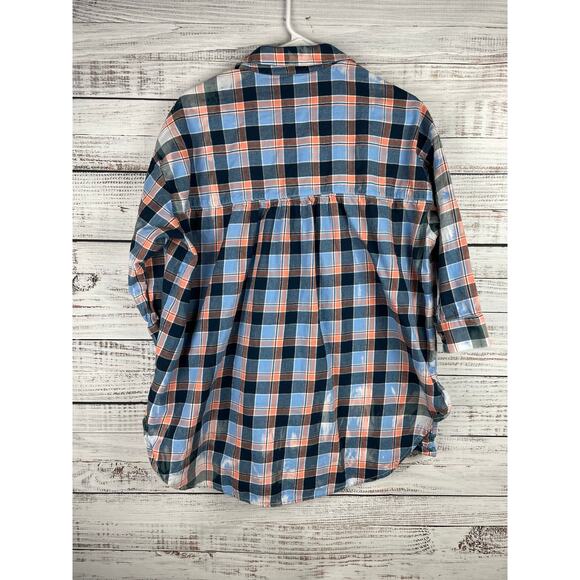 Anthropologie Pilcro Plaid Henley Tunic Top Small Bleached Spring Popover Beach - Picture 9 of 9